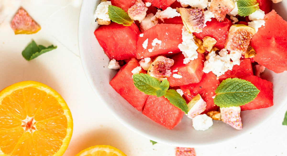 Spritziger Wassermelonensalat mit Feigen