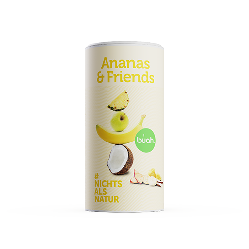 buah grosse Dose Ananas & Friends mit Vorder,- und Rueckansicht