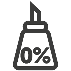 Icon eines Zuckerstreuer mit einem 0% Logo in der Mitte